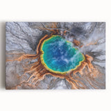 Black and white photo of Yellowstone on stretched canvas, ideal for kitchen wall art.