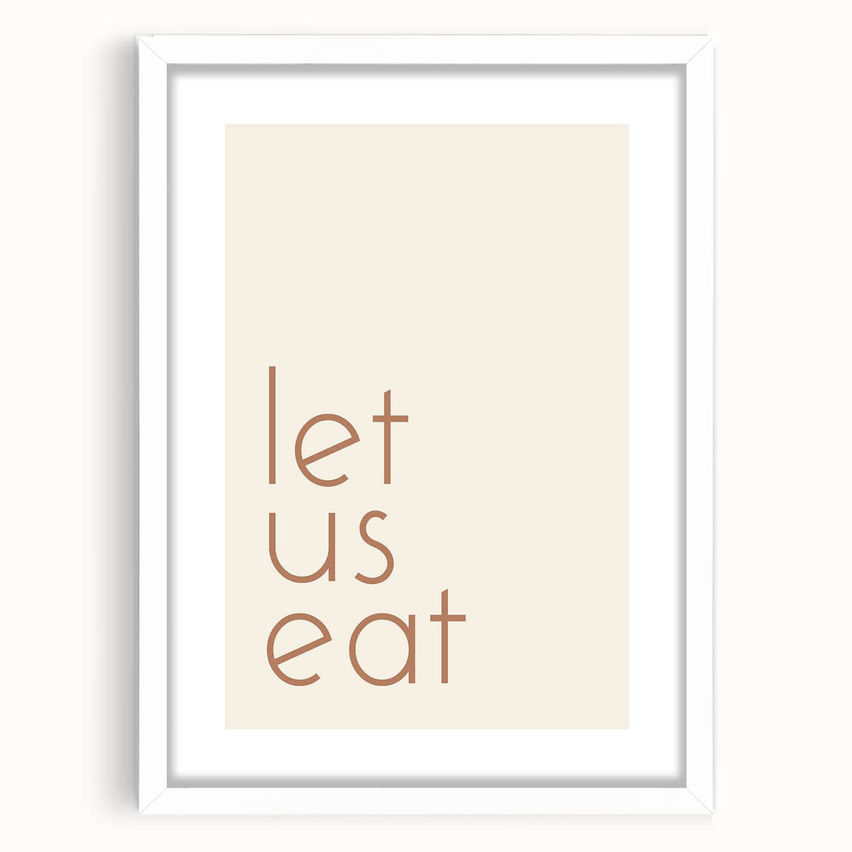 Abstract art print depicting autumnal tones in a white frame, ideal for dining room or bedroom decor.