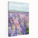 Side view of a stretched canvas featuring a spring-themed abstract design in pastel colors, ideal for kitchen wall art.