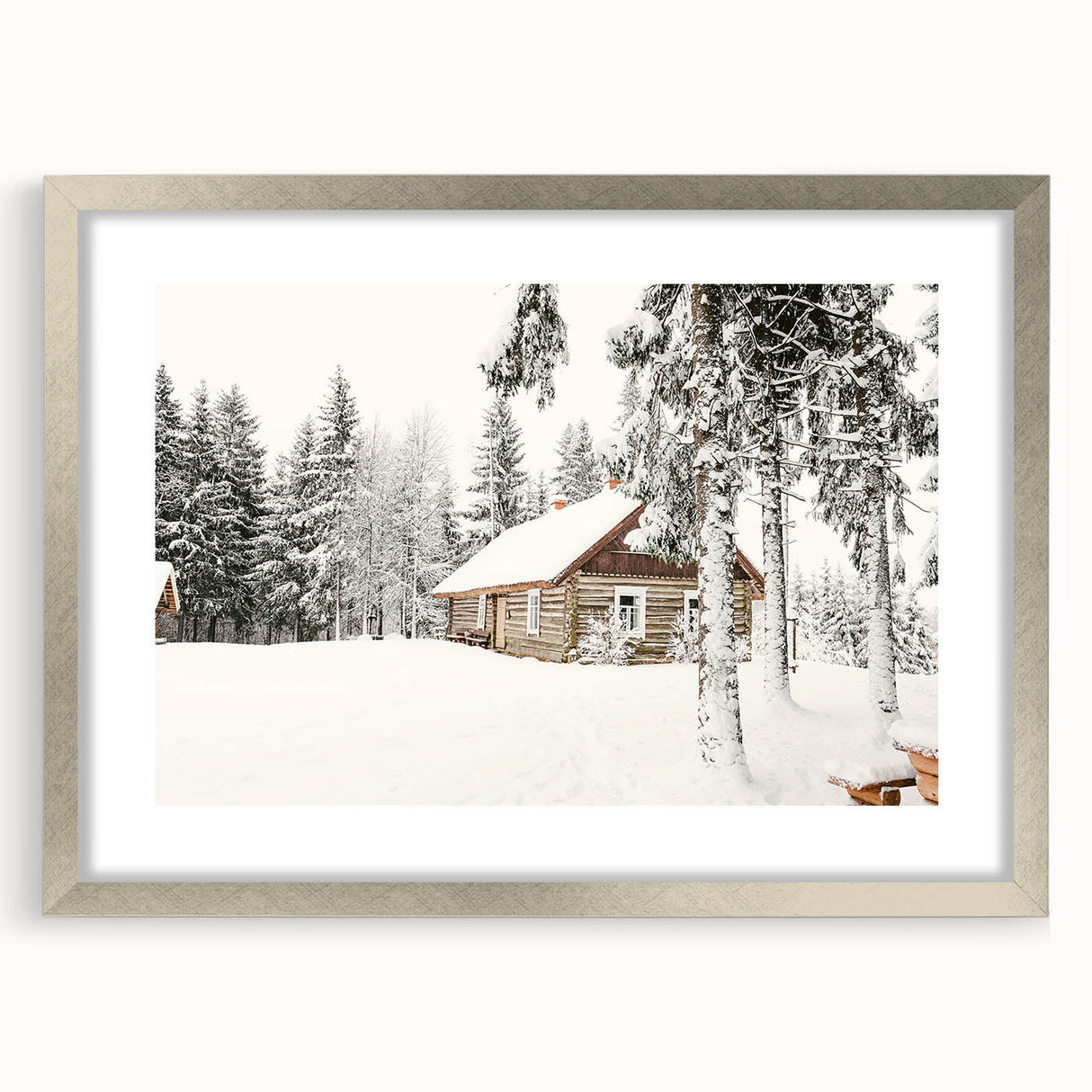 Textured abstract art print in cool blue and white tones, framed in silver, ideal for bedroom wall decor.