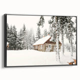 Black and white landscape art painting on framed canvas, featuring a winter scene, suitable for bedroom wall decor.