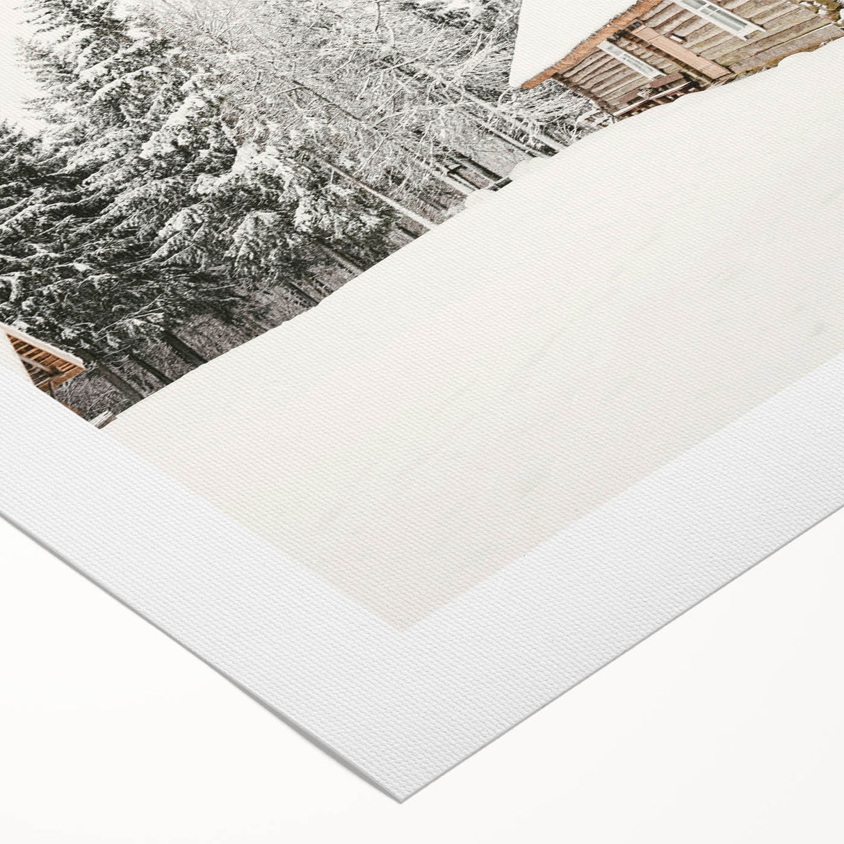 Art deco poster featuring a winter scene in muted blue and white tones, printed on rolled canvas.