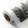 Art Deco style poster of a winter scene on rolled canvas, with cool blue and white tones, ideal for nursery wall art.