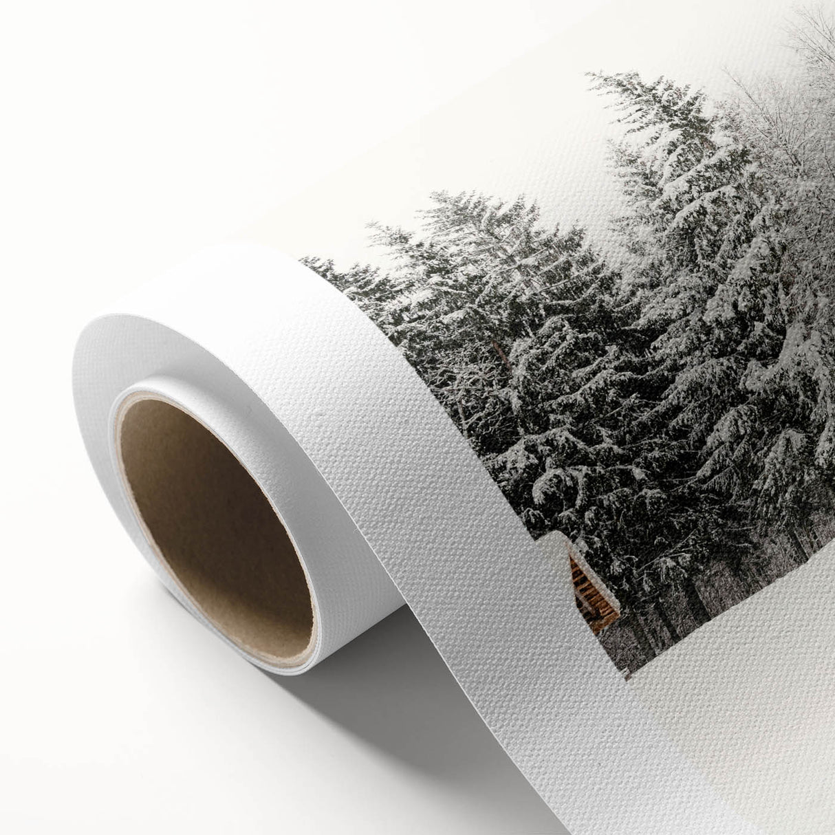 Art Deco style poster of a winter scene on rolled canvas, with cool blue and white tones, ideal for nursery wall art.