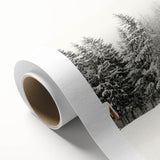 Art Deco style poster of a winter scene on rolled canvas, with cool blue and white tones, ideal for nursery wall art.