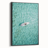 Black and white landscape art painting on framed canvas, featuring a vintage poster design, ideal for bedroom decor.