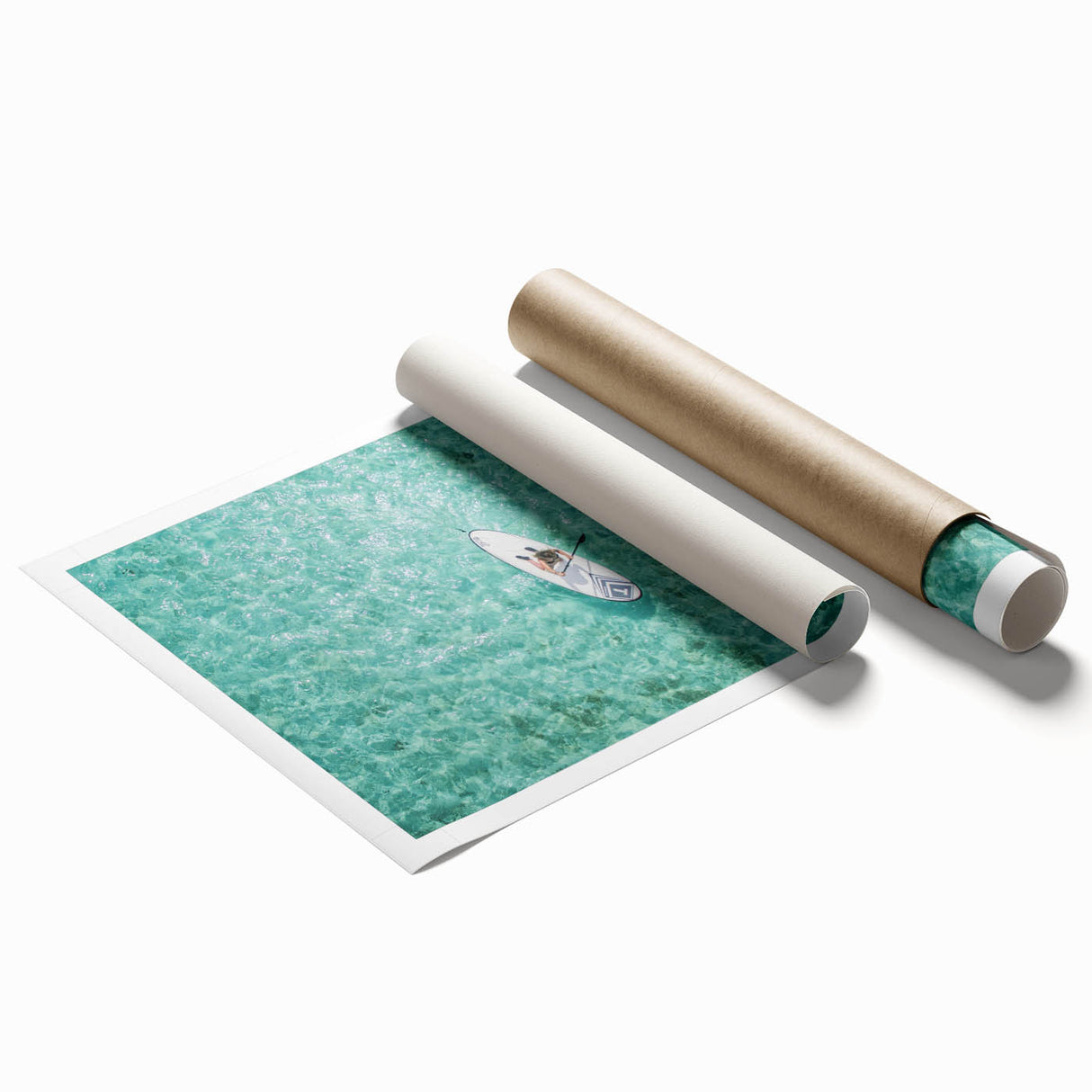 Extra large rolled canvas featuring a floral design in pastel shades.