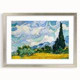 Textured abstract art print in vibrant blue and yellow hues on a framed canvas, ideal for bedroom wall decor.