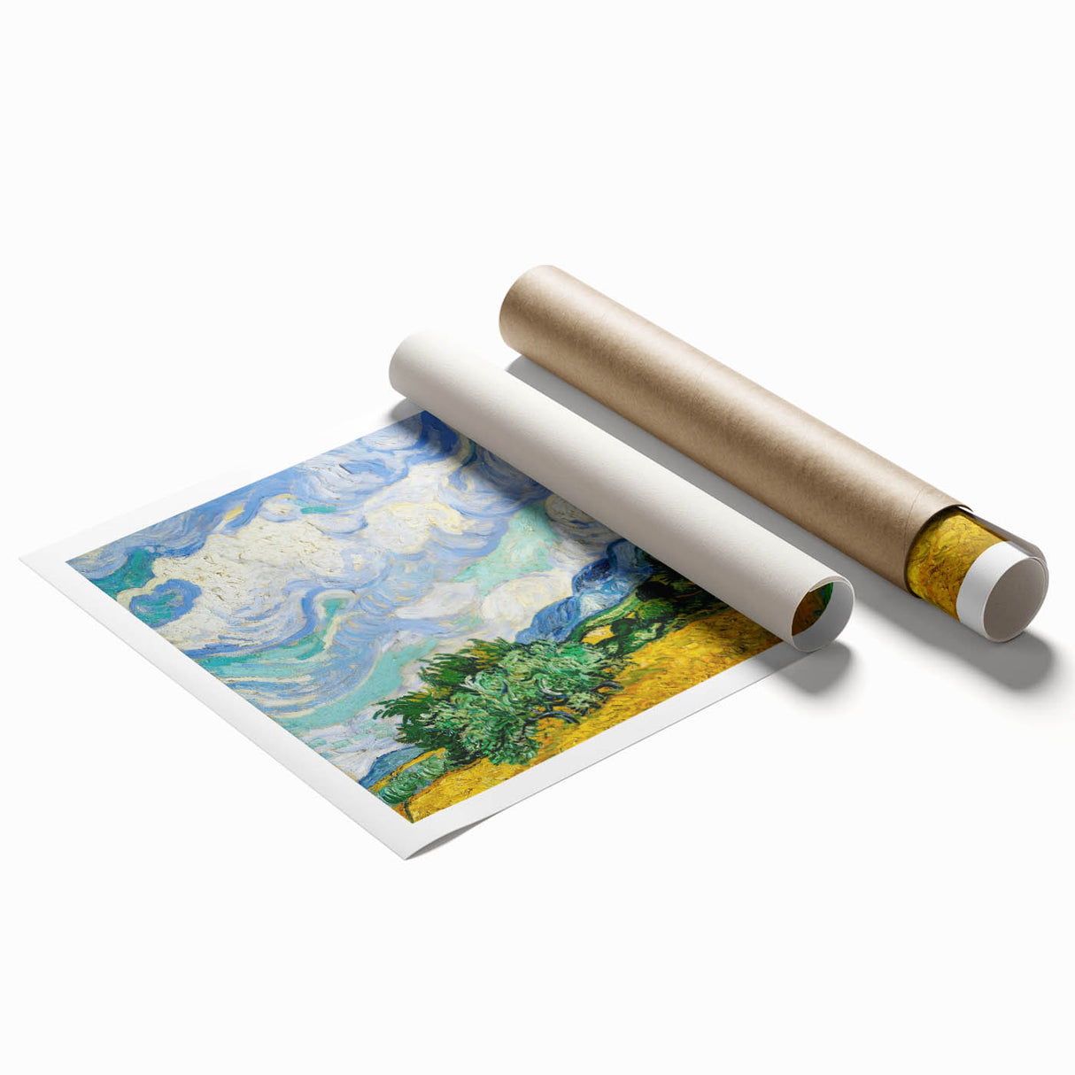 Extra large rolled canvas print of Van Gogh-inspired floral art in vibrant colors, ideal for classy bathroom wall art.