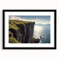 Black-framed landscape artwork showcasing dramatic cliffs with vibrant colors and intricate details, perfect for enhancing modern home decor and art collections.