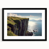 Black-framed landscape artwork showcasing dramatic cliffs with vibrant colors and intricate details, perfect for enhancing modern home decor and art collections.