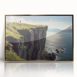 Framed acrylic artwork titled "160 Landscapes," showcasing majestic cliffs in vibrant colors, elegantly mounted in a gold frame, perfect for modern home decor.