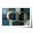 Abstract Geometric Rings - Gold & Blue Living Room Wall Art