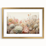 Abstract floral wall art framed in gold with a mat, showcasing vibrant colors and intricate designs, perfect for enhancing modern home decor.