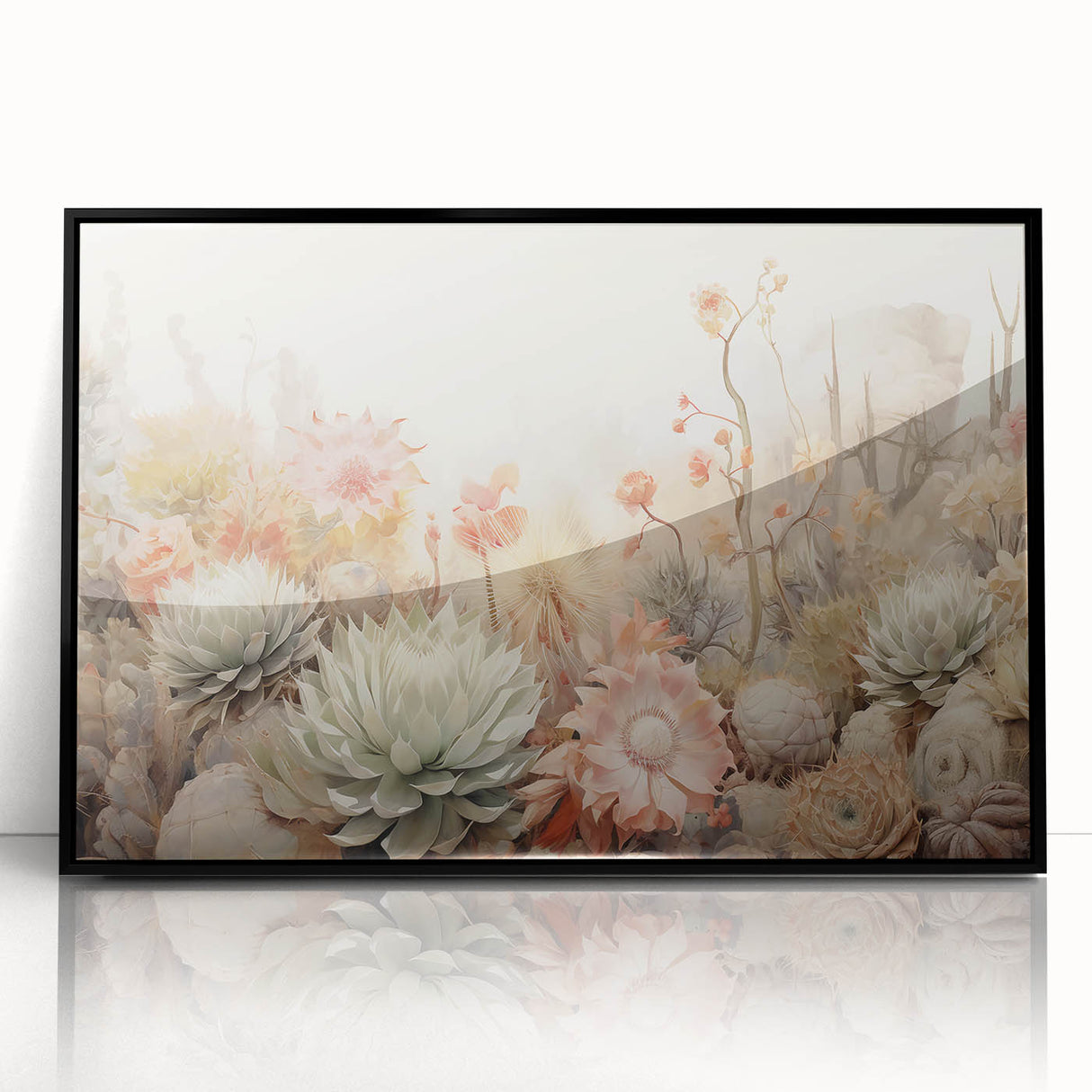 Framed abstract floral wall art in black acrylic, showcasing vibrant colors and intricate designs, perfect for modern home decor. Ideal for adding elegance to any room.