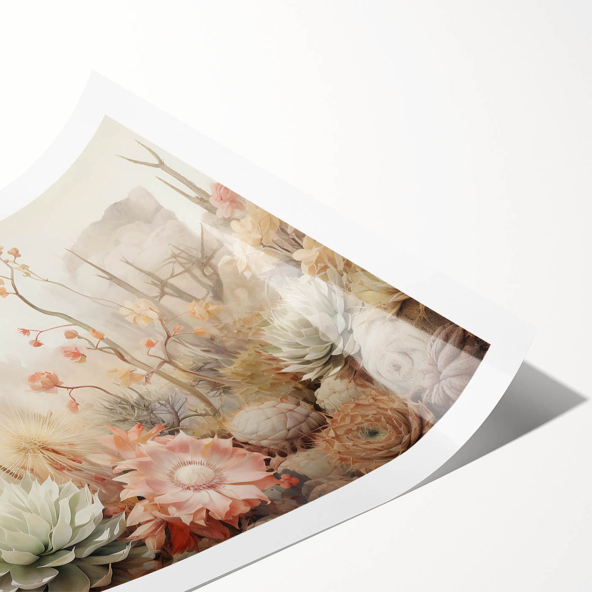 Abstract floral wall art print showcasing vibrant colors like pink, blue, and green, featuring a modern design ideal for home decor and interior styling.