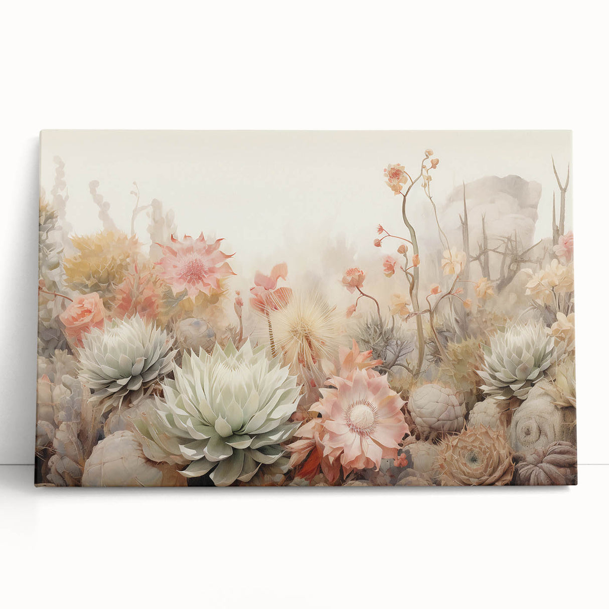 Abstract floral wall art on a stretched canvas, showcasing vibrant colors and intricate designs. Ideal for modern home decor, enhancing any living space.