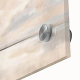 Close-up view of an abstract landscape wall art piece printed on acrylic glass, showcasing vibrant colors and fluid shapes that evoke natural scenery, ideal for modern decor.