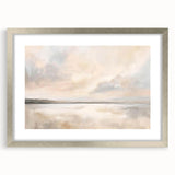 Abstract landscape wall art framed in silver with a mat, showcasing vibrant colors and intricate patterns, perfect for modern home decor or office spaces.