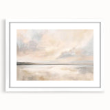 Abstract landscape wall art framed with a white mat, showcasing vibrant colors and fluid shapes, ideal for modern home decor and artistic expression.