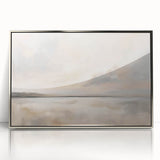 Framed abstract landscape wall art in silver acrylic, showcasing vibrant colors and dynamic shapes, perfect for modern home decor. Ideal for enhancing living spaces.
