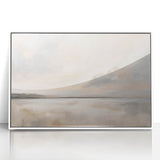 Framed abstract landscape wall art in white acrylic, showcasing vibrant colors and fluid shapes, perfect for modern home decor. Ideal for enhancing living spaces with a contemporary touch.