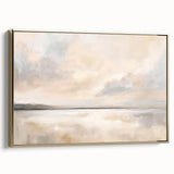 Framed abstract landscape wall art in gold tones, showcasing textured brushstrokes and a modern design, perfect for enhancing contemporary home decor.