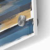 Modern Abstract Wall Art – Navy, Gold & Gray Horizontal Brushstrokes