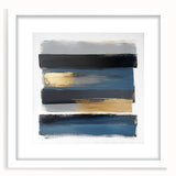 Modern Abstract Wall Art – Navy, Gold & Gray Horizontal Brushstrokes