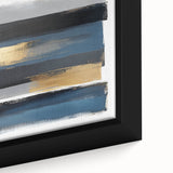 Modern Abstract Wall Art – Navy, Gold & Gray Horizontal Brushstrokes