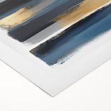 Modern Abstract Wall Art – Navy, Gold & Gray Horizontal Brushstrokes