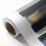 Modern Abstract Wall Art – Navy, Gold & Gray Horizontal Brushstrokes