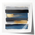 Modern Abstract Wall Art – Navy, Gold & Gray Horizontal Brushstrokes