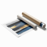 Modern Abstract Wall Art – Navy, Gold & Gray Horizontal Brushstrokes
