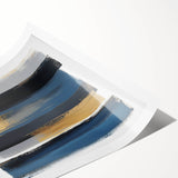 Modern Abstract Wall Art – Navy, Gold & Gray Horizontal Brushstrokes