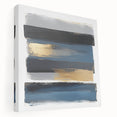 Modern Abstract Wall Art – Navy, Gold & Gray Horizontal Brushstrokes