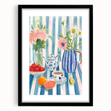 Extra large abstract art print featuring vibrant, textured splashes of color on a black framed canvas.