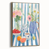 Framed canvas depicting a vintage landscape painting in muted gold and black tones, ideal for bedroom wall art.