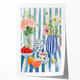 Extra large rolled print featuring a floral design in pastel shades, ideal for art wall dining room or classy bathroom decor.