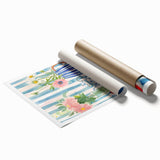 Extra large rolled print featuring a floral design in pastel shades, ideal for classy bathroom or large living room wall art.