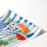 Extra large wall art featuring line art flowers in black on white, rolled print, ideal for large living room decor.