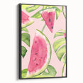 Black and white framed canvas of vintage fruit illustrations, ideal for bedroom wall decor.
