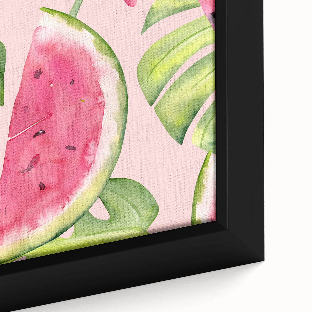 Extra large black wall art featuring colorful, textured fruits on framed canvas, suitable for living room decor.