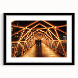 Black landscape bridge frame with a white mat, showcasing a front view that highlights its sleek design and modern aesthetic, ideal for home decor or gallery displays.