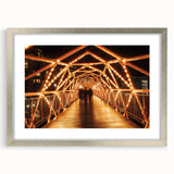 Silver landscape bridge frame with a mat, showcasing a sleek front view ideal for displaying artwork or photographs, enhancing any home decor with elegance.