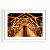 Landscape bridge frame with a white mat, showcasing a modern design. Ideal for displaying artwork or photographs, enhancing any decor style with its sleek appearance.