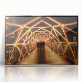 Framed acrylic artwork featuring a stunning landscape of a bridge, showcasing vibrant colors and intricate details, perfect for adding elegance to any home decor.