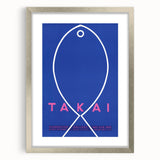 Minimalist Fish Outline - Modern Wall Art with Bold Blue Graphic Design