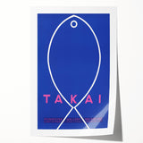 Minimalist Fish Outline - Modern Wall Art with Bold Blue Graphic Design