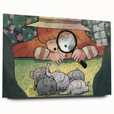 Playful Boys Room Wall Art – Girl Exploring with Elephants